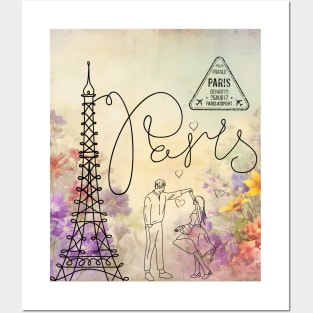 Romance in Paris: Dancing Duo Tee, vacation, Honeymoon, Lover's travel vacation Posters and Art